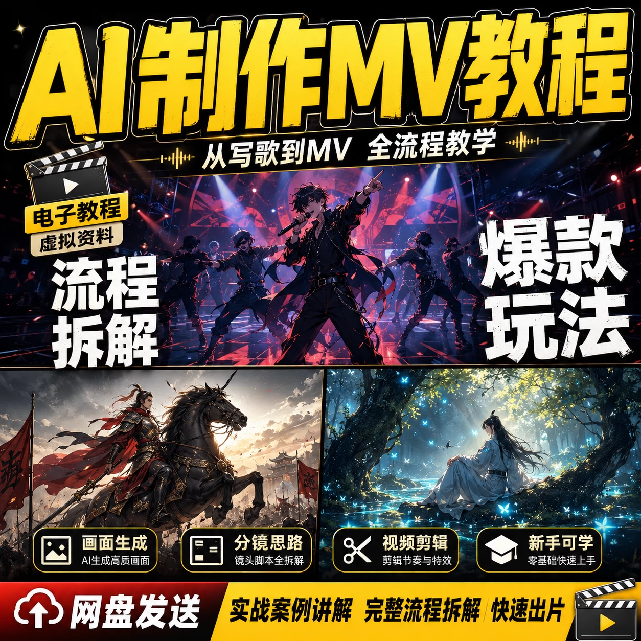 AI制作MV复刻流程音乐短视频运镜分镜歌改MV课程AIGC